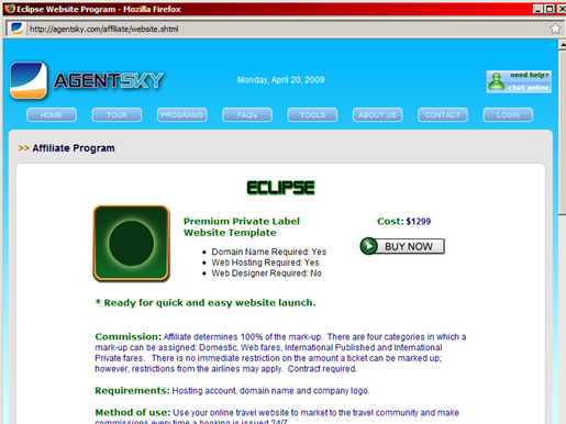 Eclipse Program Page Screen Shot