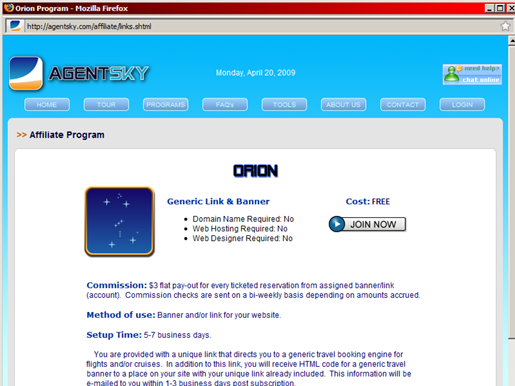 Program Page Screen Shot